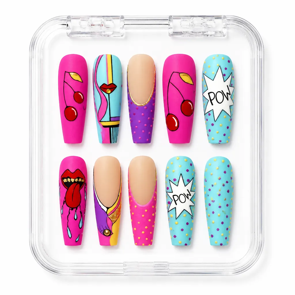 Pop Art Luxe – Mẫu Nailbox Sỉ Thiết Kế Thủ Công