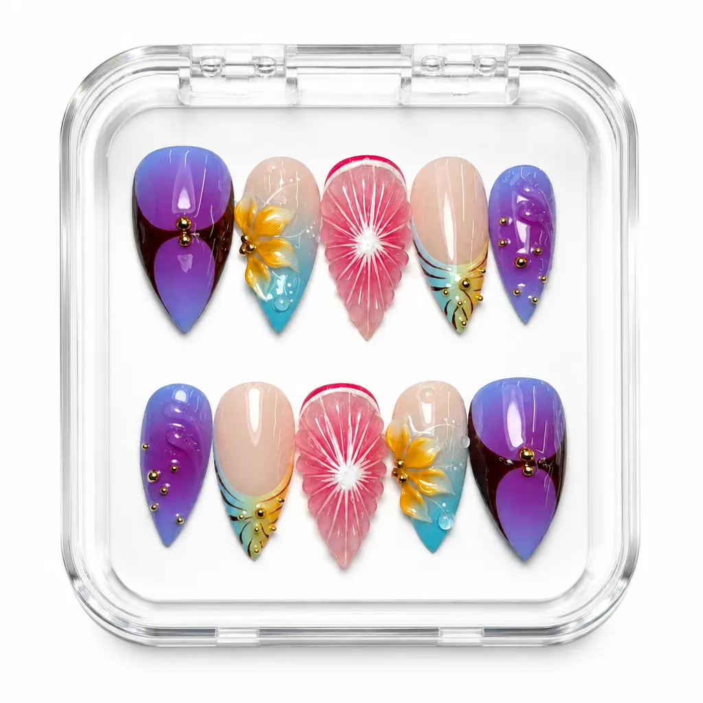 Purple Celestial Bloom – Xưởng gia công Nailbox Sỉ thủ công
