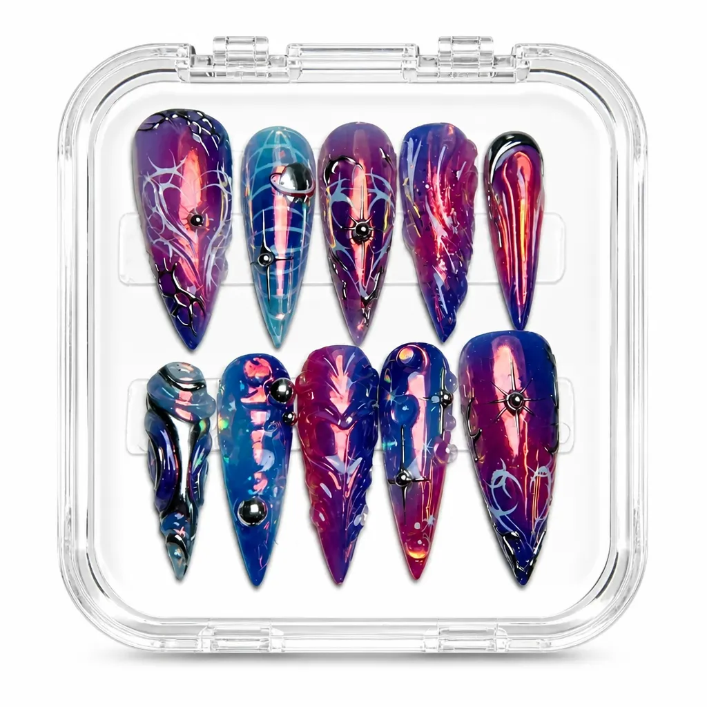 Purple Cosmic Elegance – Xưởng gia công Nailbox Sỉ thủ công