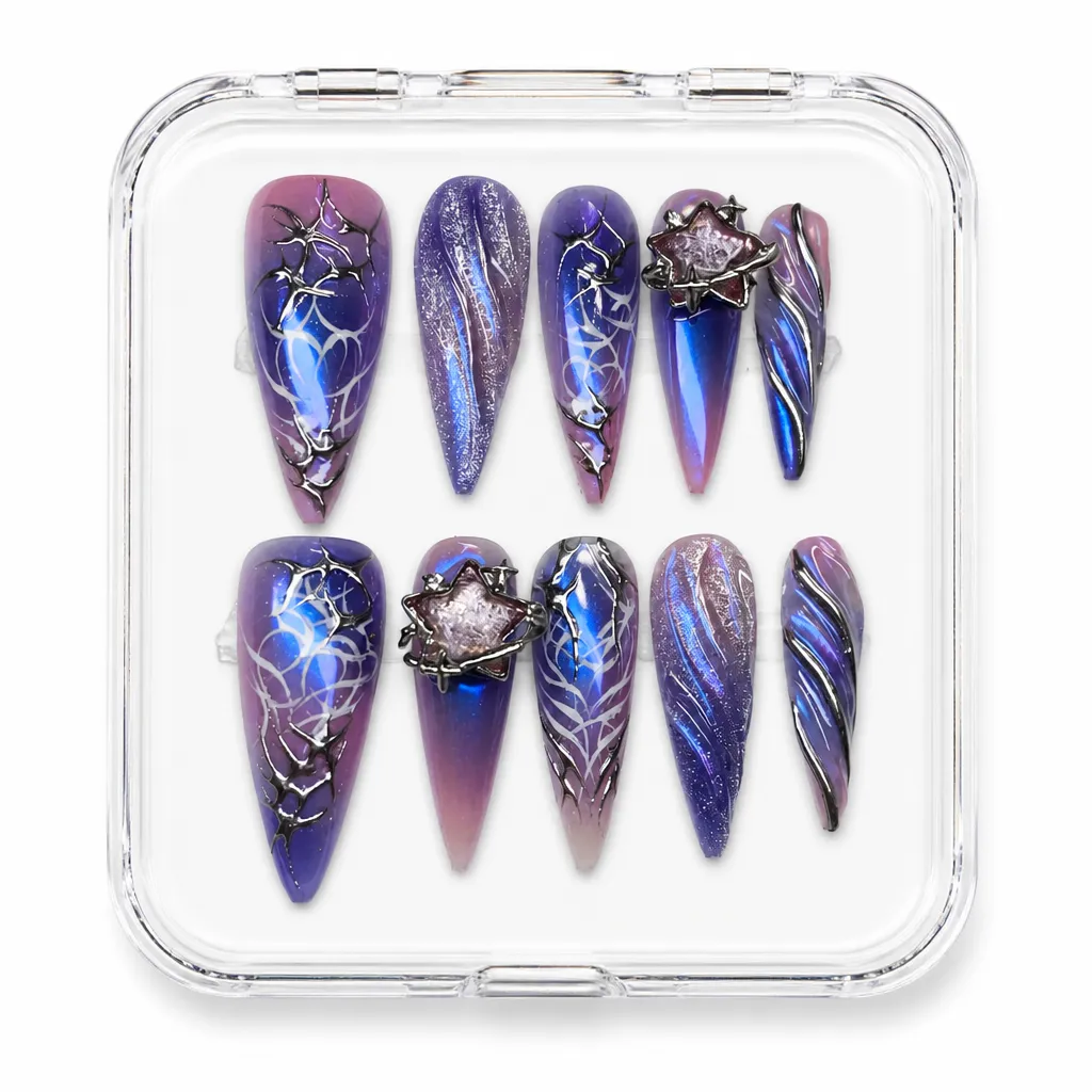 Purple Nebula Star – Xưởng gia công Nailbox Sỉ thủ công