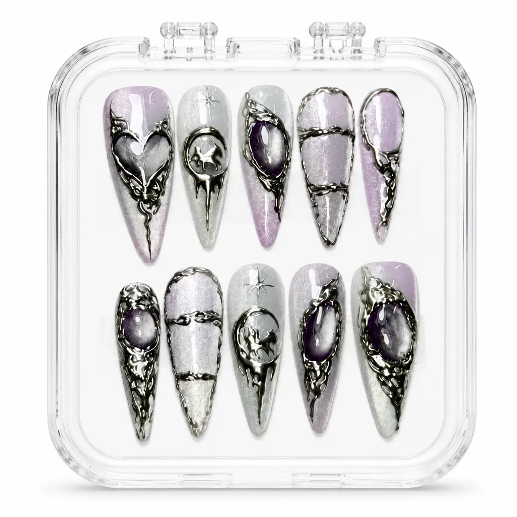 Purple Obsidian Elegance – Xưởng gia công Nailbox Sỉ thủ công