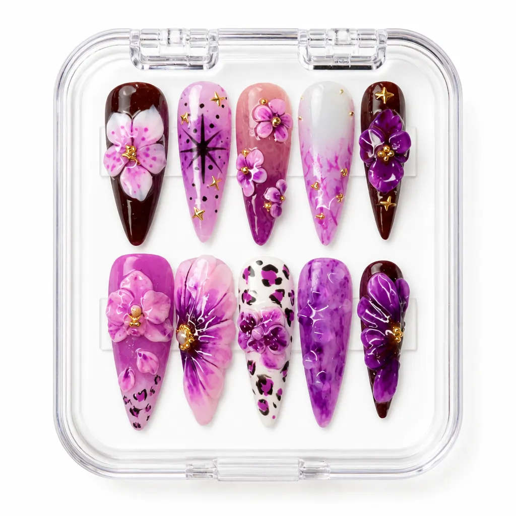 Purple Orchid Bliss – Xưởng gia công Nailbox Sỉ thủ công