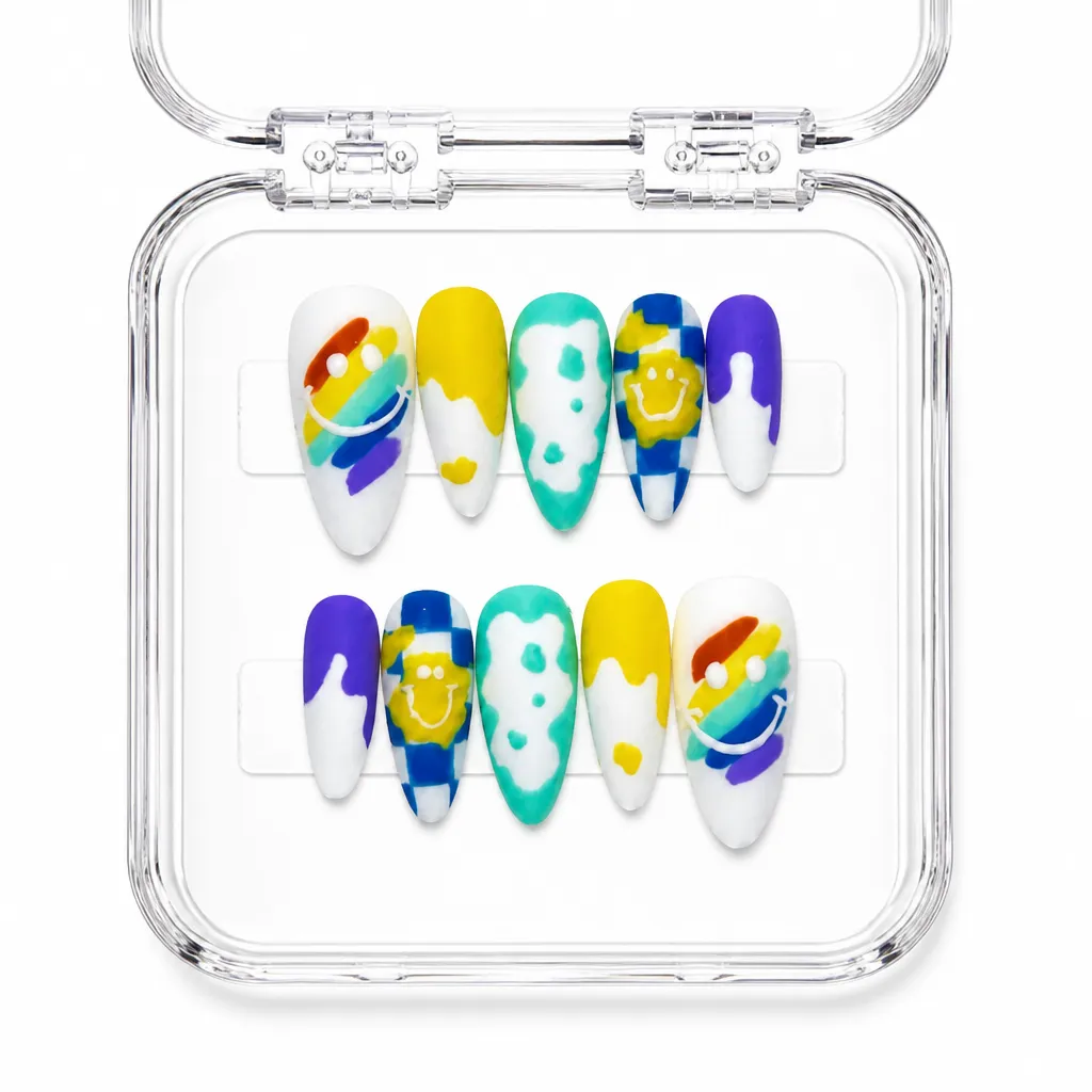Rainbow Gradient Almond – Xưởng gia công Nailbox Sỉ thủ công