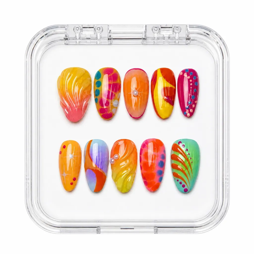 Rainbow Gradient Elegance – Xưởng gia công Nailbox Sỉ thủ công