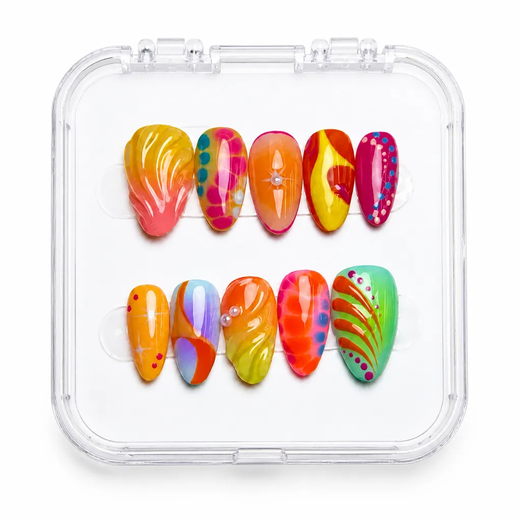 Rainbow Swirl Luxe – Xưởng gia công Nailbox Sỉ thủ công