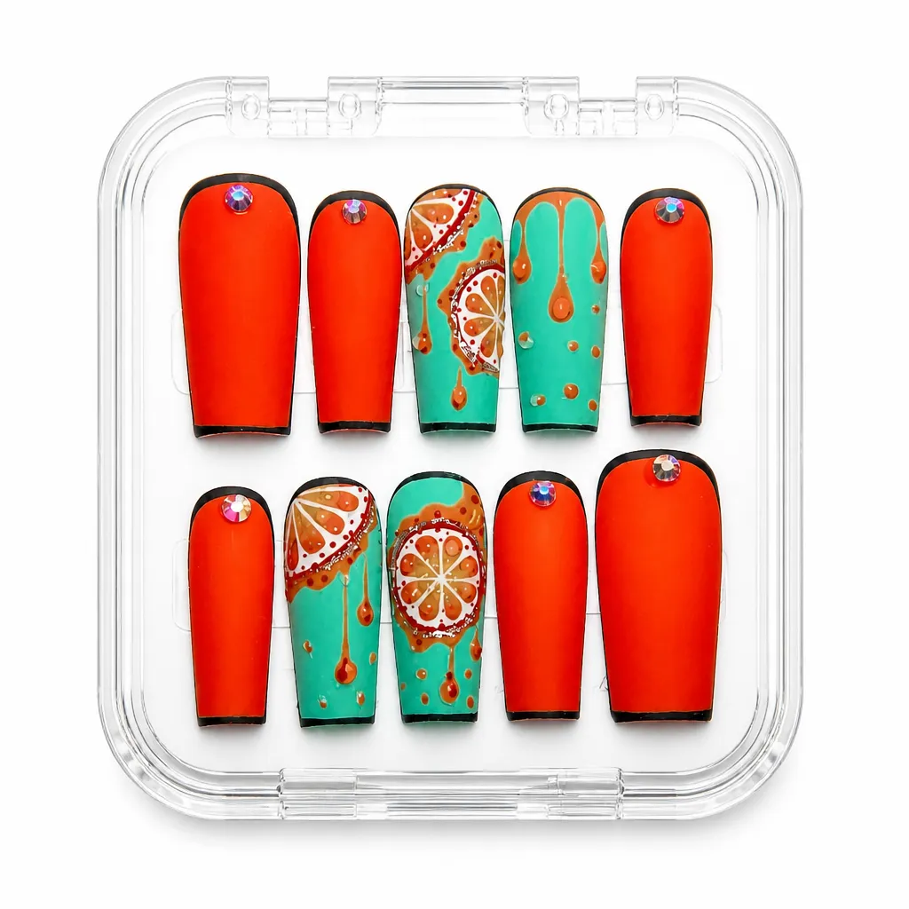 Red Citrus Luxe – Xưởng gia công Nailbox Sỉ thủ công