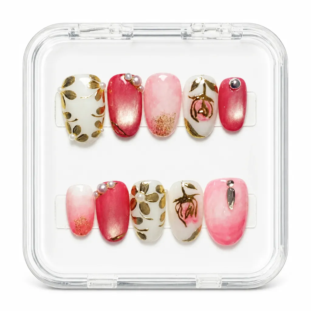 Rose Garden Elegance – Xưởng gia công Nailbox Sỉ thủ công