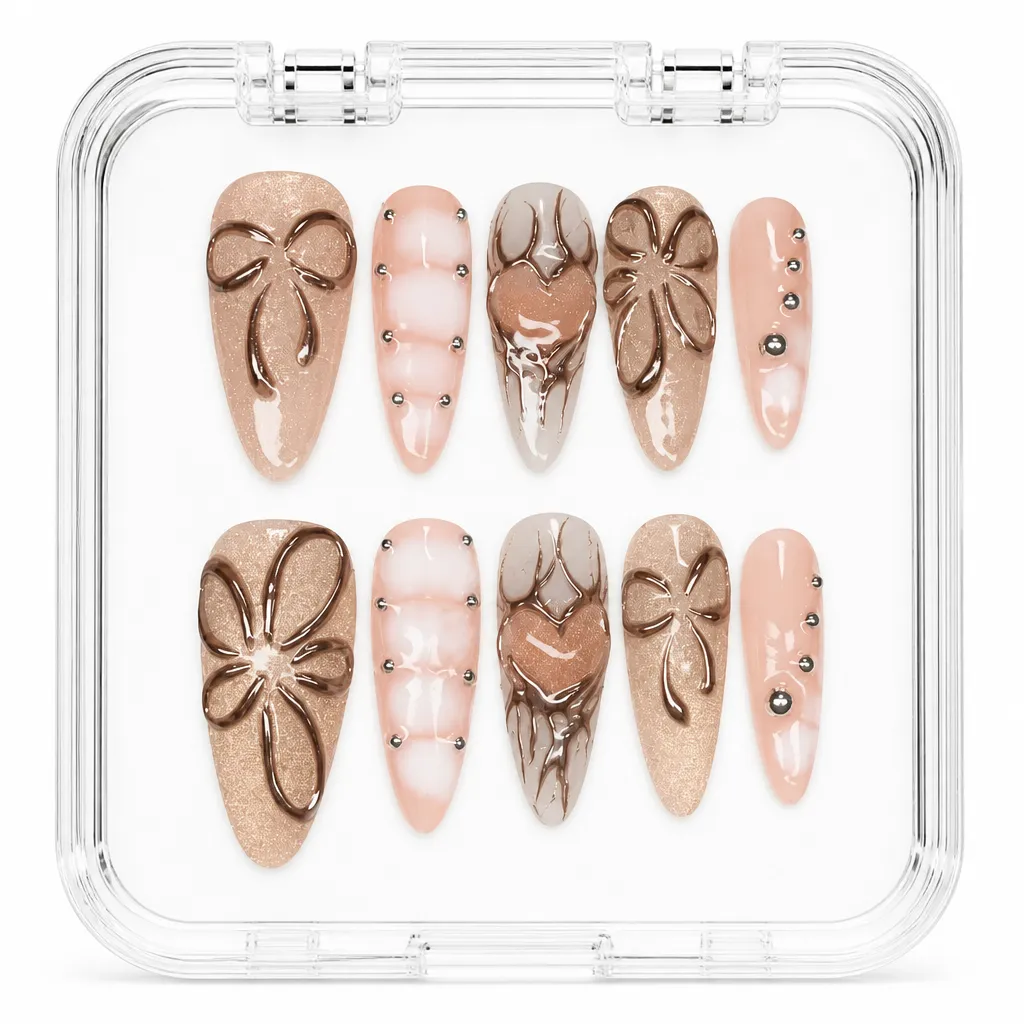 Rose Gold Coquette – Xưởng gia công Nailbox Sỉ thủ công