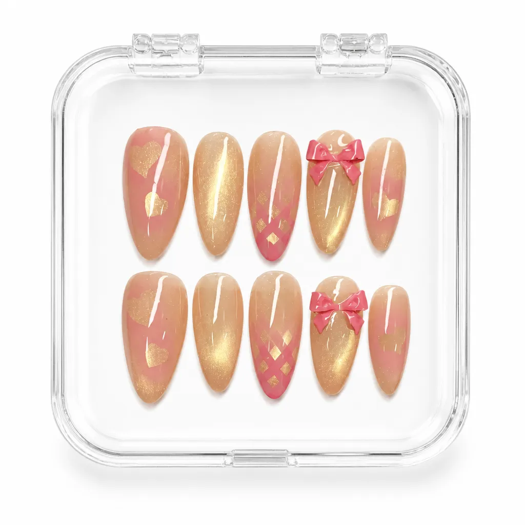 Rosé Heart Coquette – Xưởng gia công Nailbox Sỉ thủ công