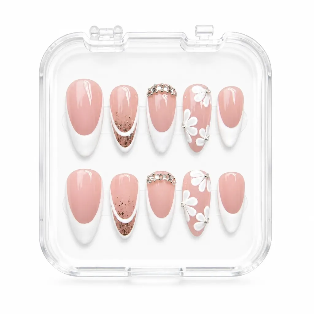 Rosy Bloom Elegance – Xưởng gia công Nailbox Sỉ thủ công