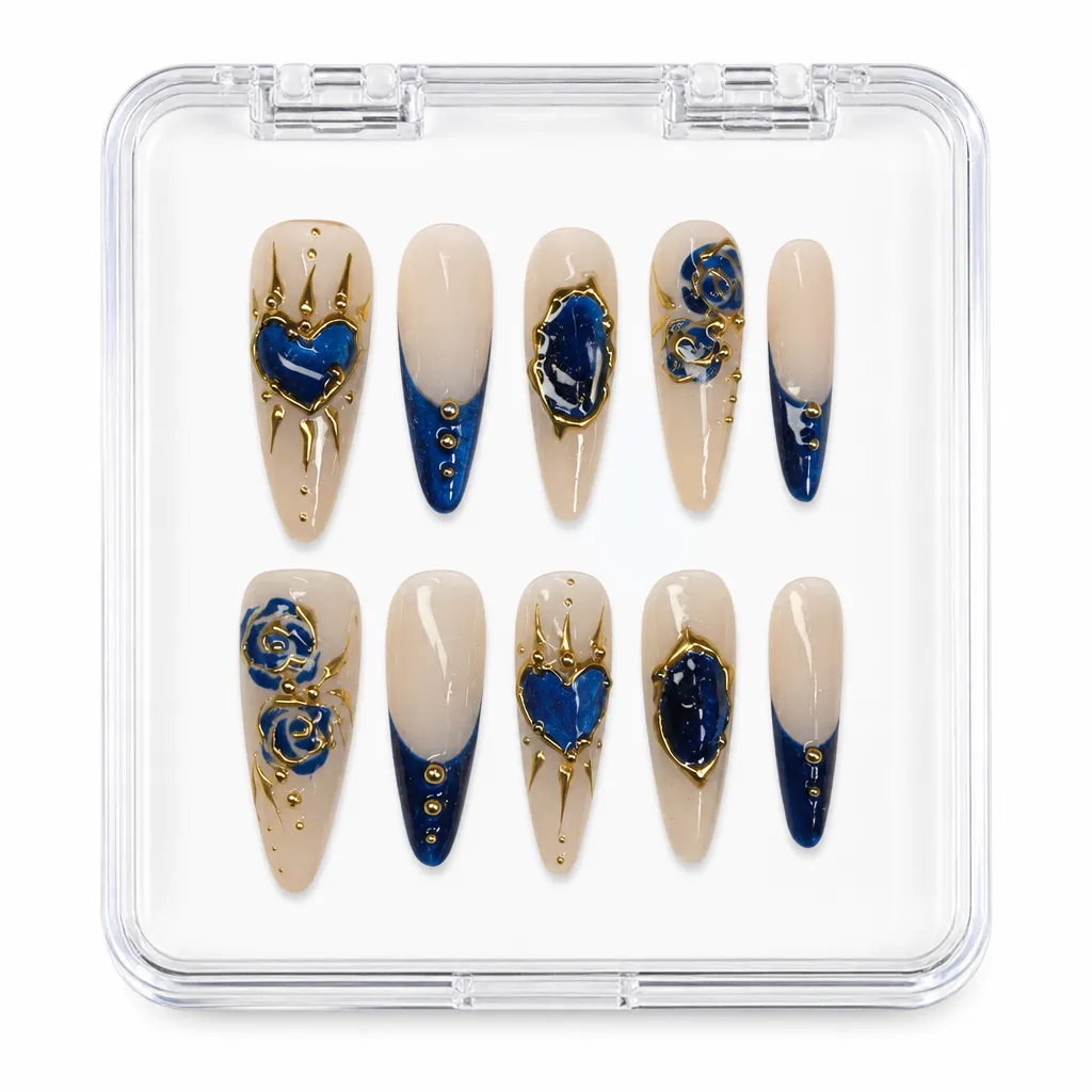 Royal Cobalt Romance – Xưởng gia công Nailbox Sỉ thủ công