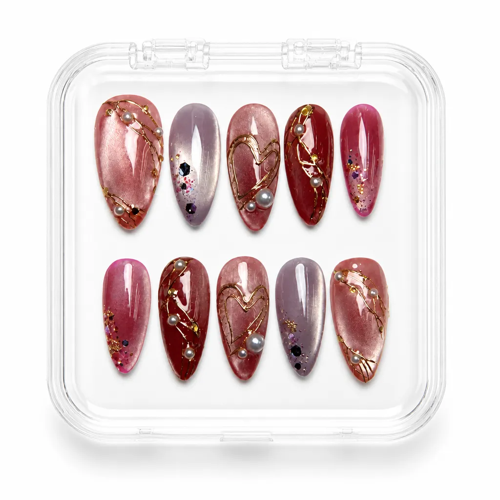 Royal Crimson Luxe – Mẫu Nailbox Sỉ Thiết Kế Thủ Công