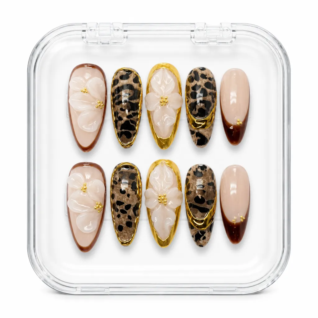 Safari Gold Orchid – Mẫu Nailbox Sỉ Thiết Kế Thủ Công