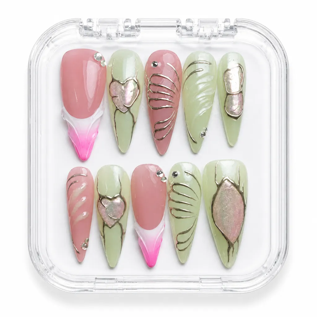 Sage Glitter Luxe – Xưởng gia công Nailbox Sỉ thủ công