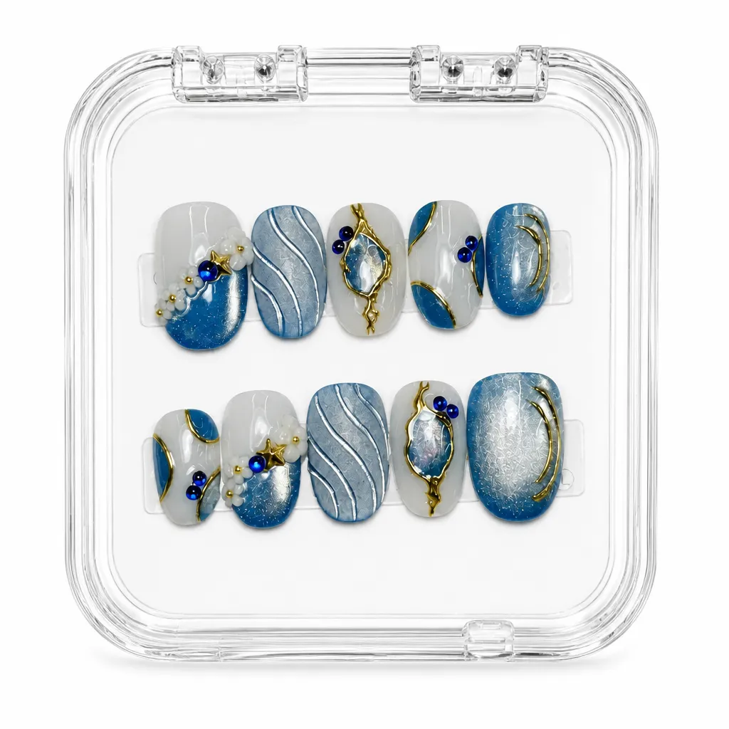 Sapphire Elegance Oval – Xưởng gia công Nailbox Sỉ thủ công