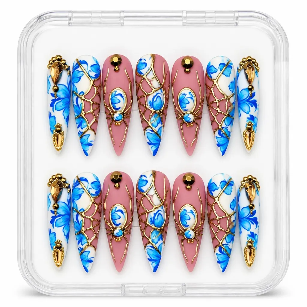 Sapphire Luxe Stilettos – Mẫu Nailbox Sỉ Thiết Kế Thủ Công