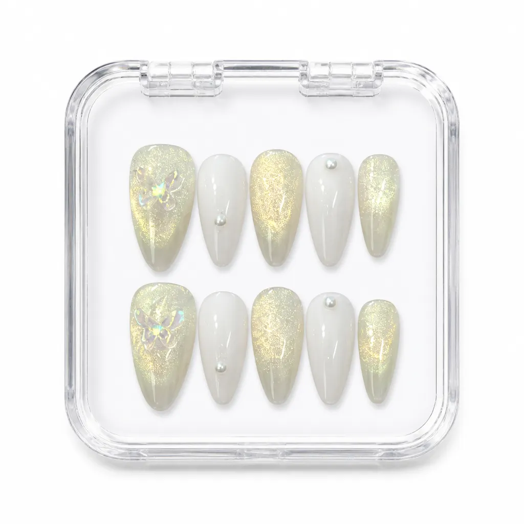 Satin Champagne Sparkle – Xưởng gia công Nailbox Sỉ thủ công