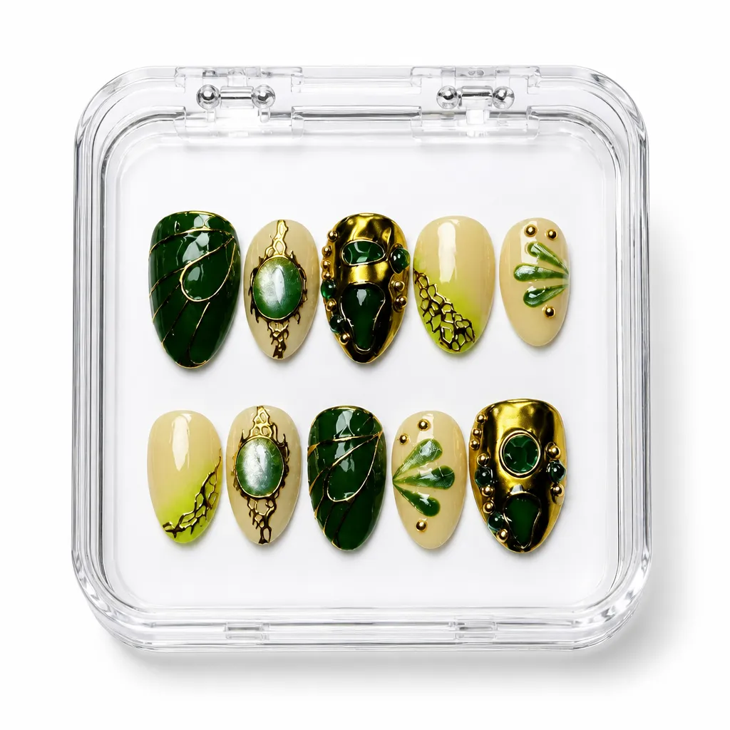 Satin Emerald Luxe – Xưởng gia công Nailbox Sỉ thủ công