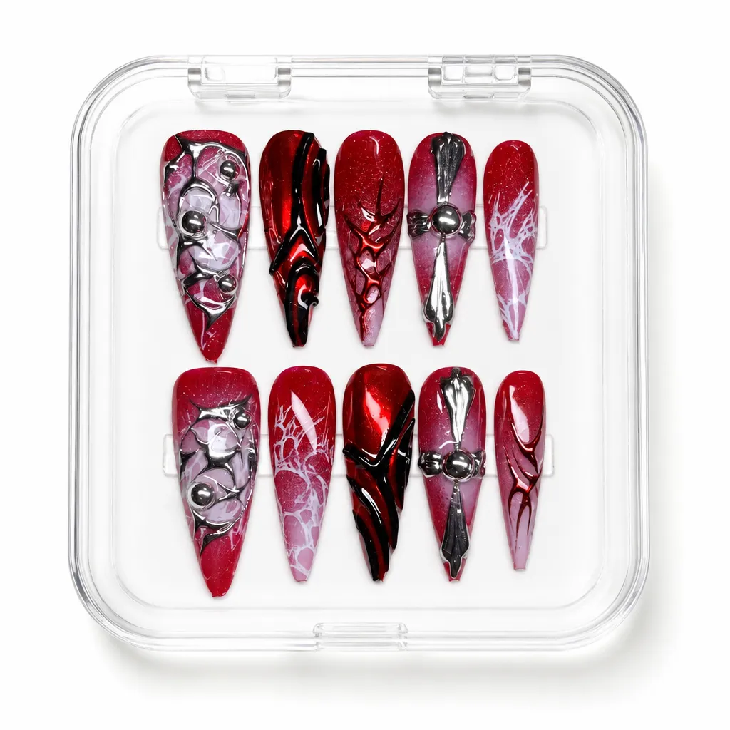 Scarlet Cyber Armour – Mẫu Nailbox Sỉ Thiết Kế Thủ Công