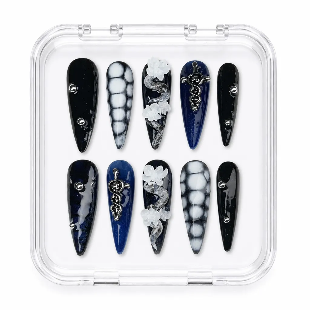 Serpent Sapphire Blossom – Xưởng gia công Nailbox Sỉ thủ công