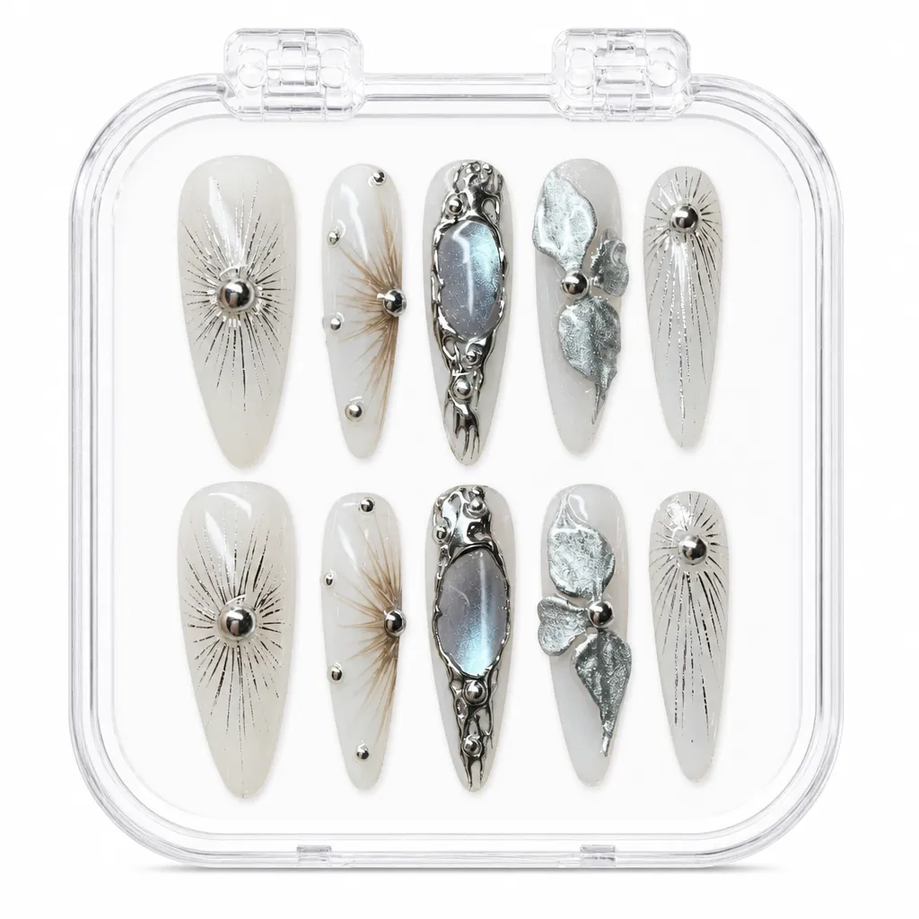 Silver Celestial Aura – Xưởng gia công Nailbox Sỉ thủ công