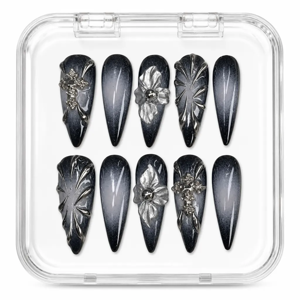 Silver Chrome Noir – Xưởng gia công Nailbox Sỉ thủ công