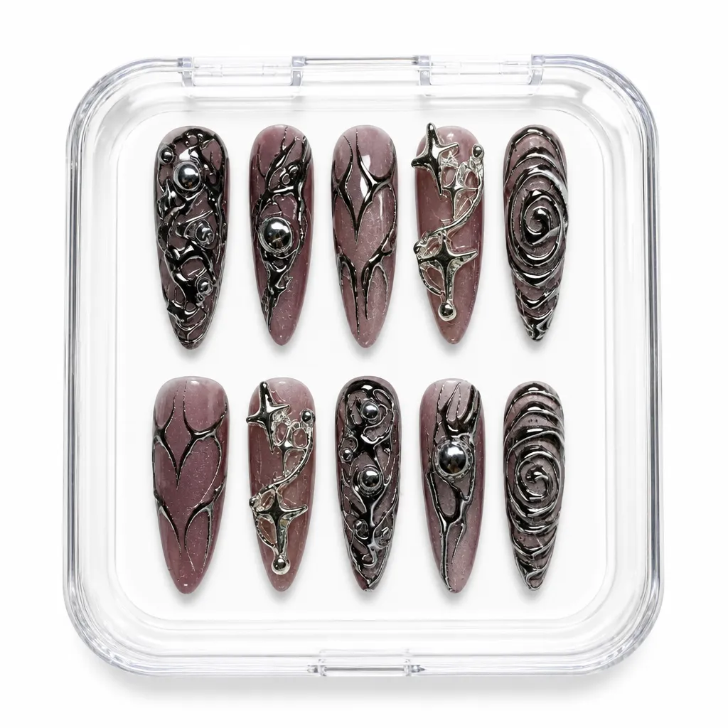 Silver Cyber Punk – Xưởng gia công Nailbox Sỉ thủ công