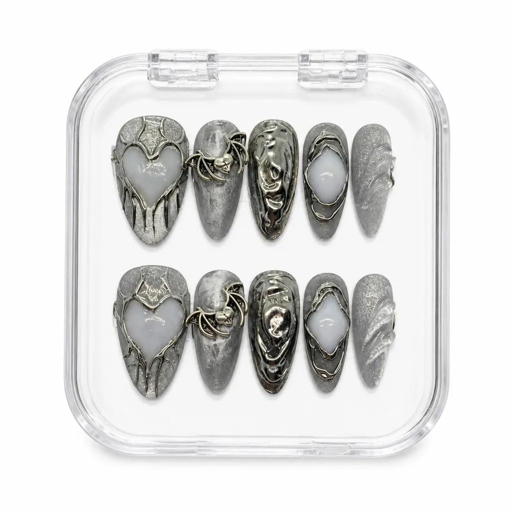 Silver Ghost Heart – Xưởng gia công Nailbox Sỉ thủ công