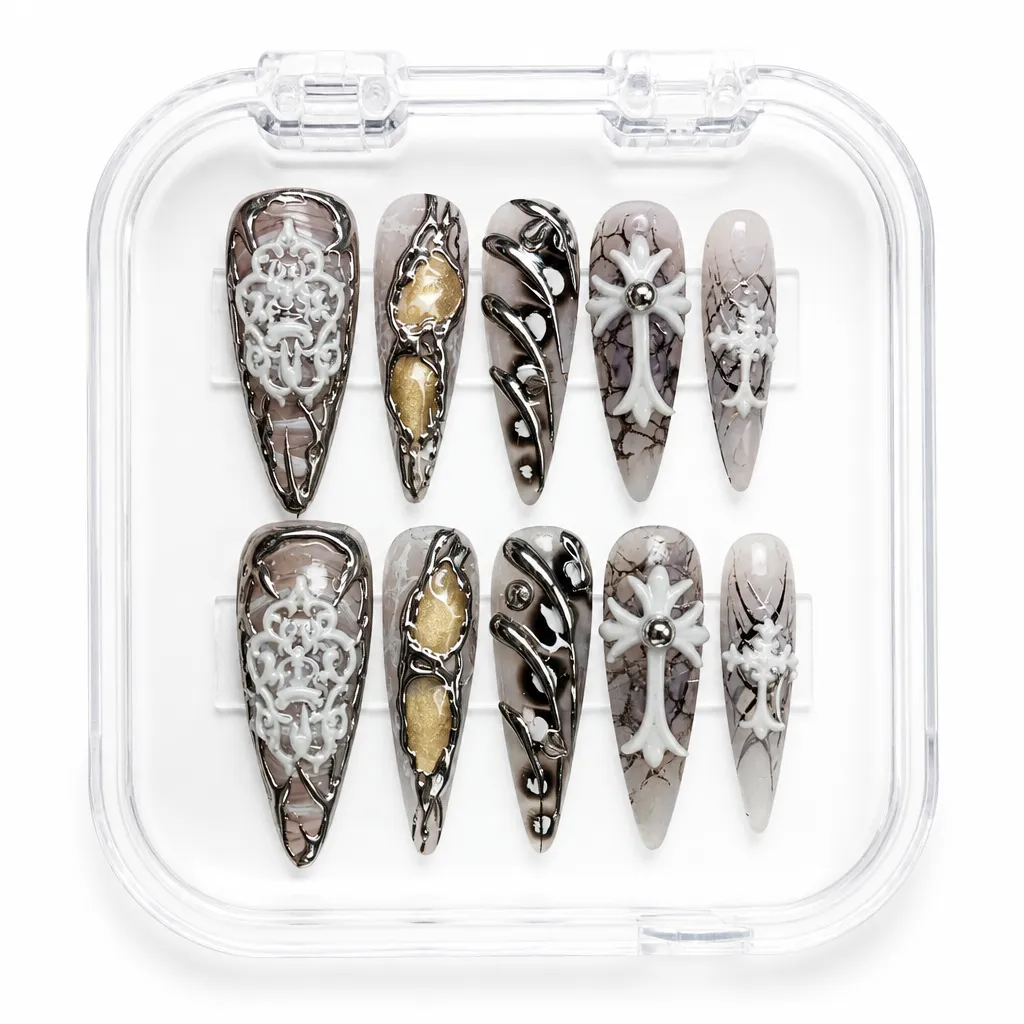 Silver Gothic Cross – Xưởng gia công Nailbox Sỉ thủ công