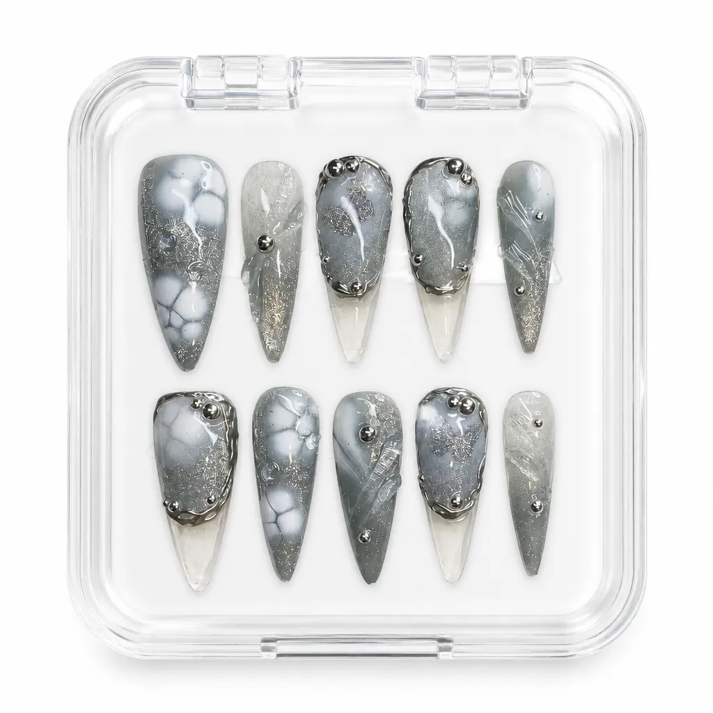 Silver Nebula Dream – Xưởng gia công Nailbox Sỉ thủ công