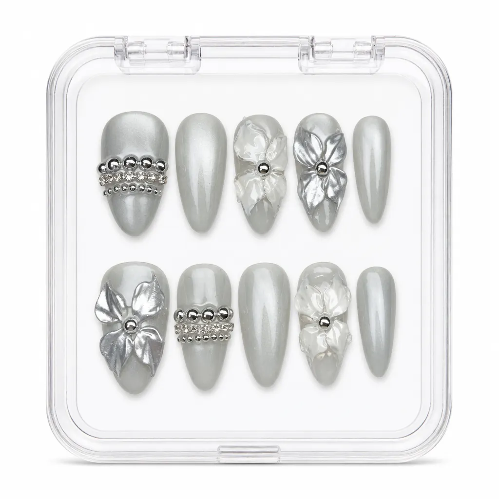 Silver Petal Lustre – Xưởng gia công Nailbox Sỉ thủ công