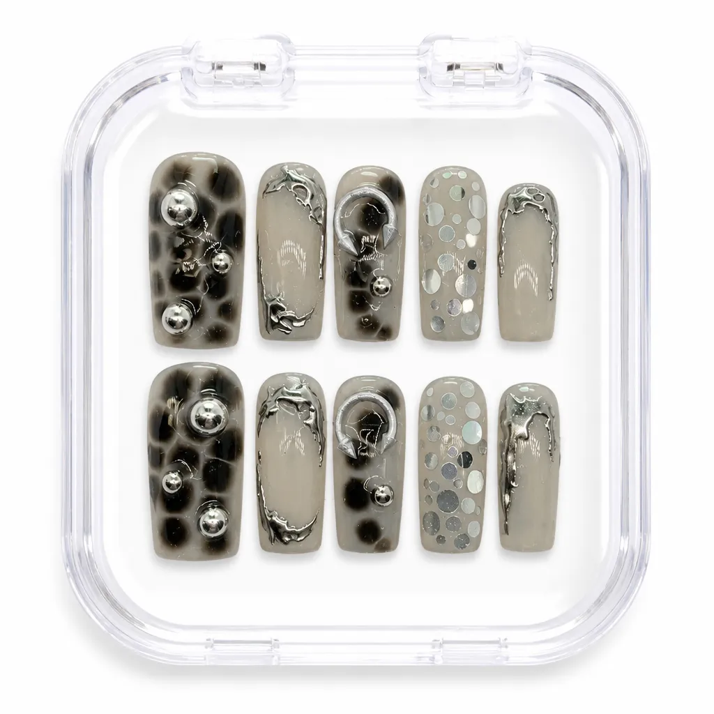 Silver Spot Leopard – Mẫu Nailbox Sỉ Thiết Kế Thủ Công