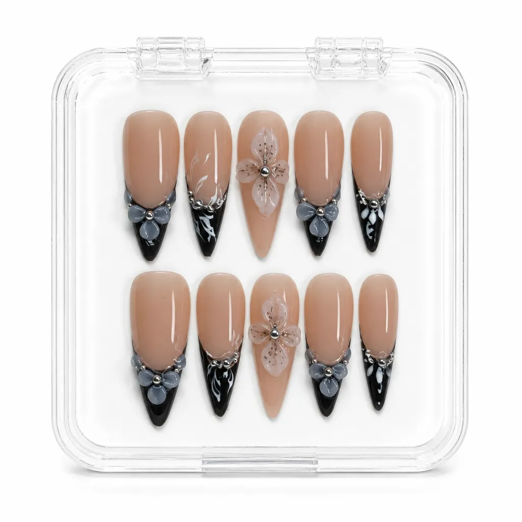 Slate Blue Blossom – Xưởng gia công Nailbox Sỉ thủ công