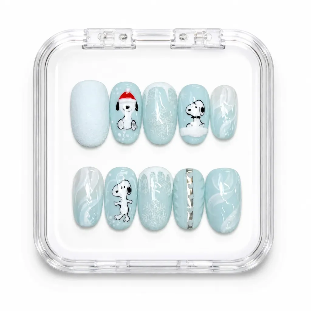 Snowy Winter Dog – Xưởng gia công Nailbox Sỉ thủ công