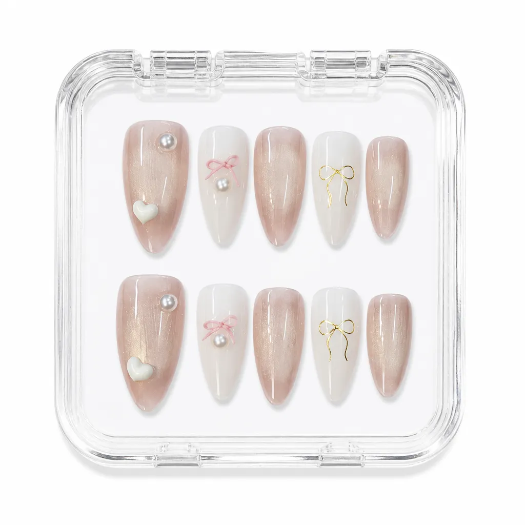 Sparkle Blush Elegance – Xưởng gia công Nailbox Sỉ thủ công