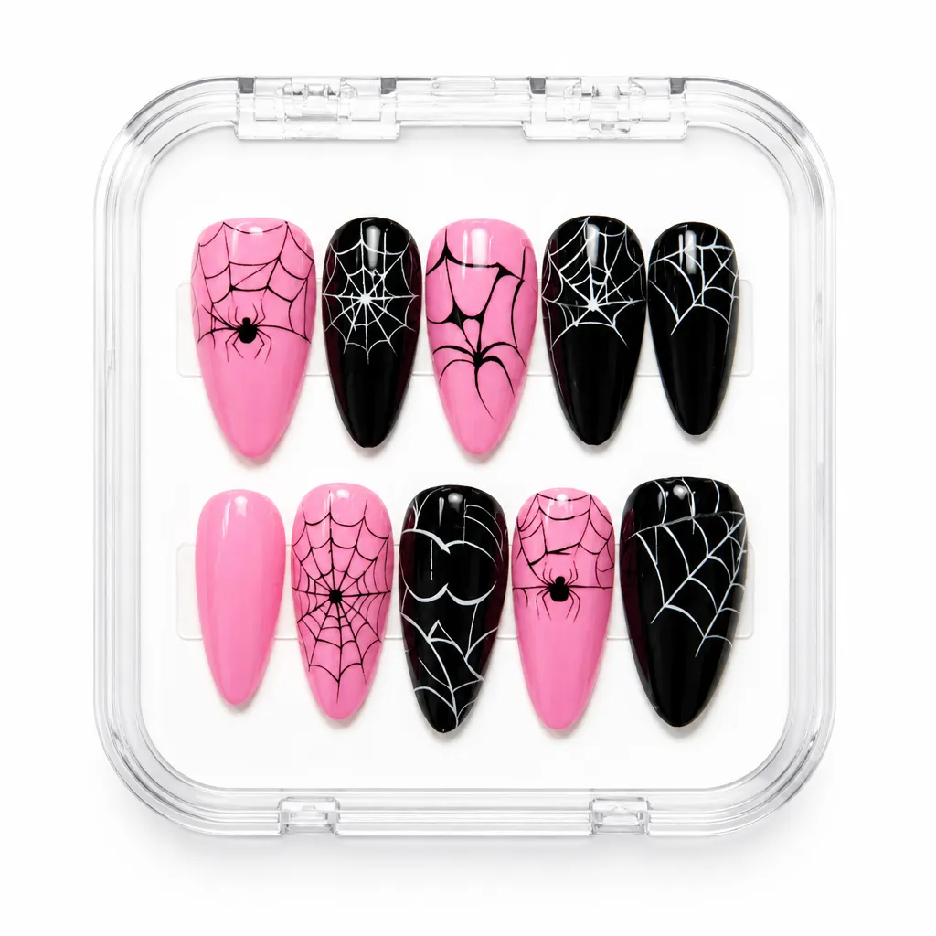 Spider Web Elegance – Mẫu Nailbox Sỉ Thiết Kế Thủ Công