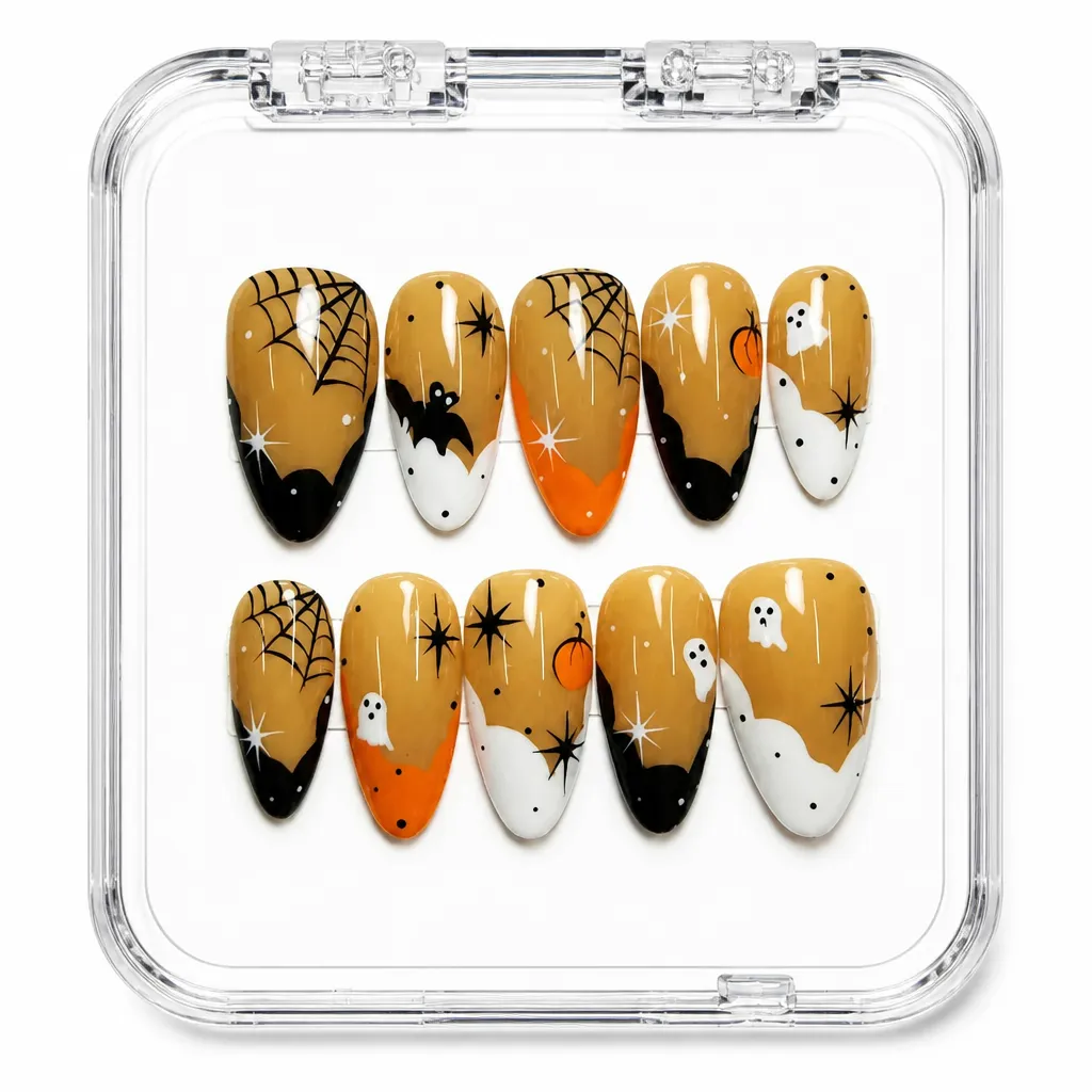 Spiderweb Halloween – Mẫu Nailbox Sỉ Thiết Kế Thủ Công
