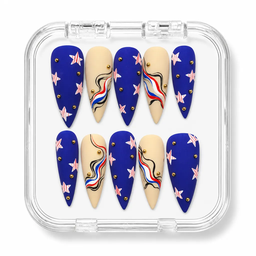 Star Spangled Swirls – Xưởng gia công Nailbox Sỉ thủ công