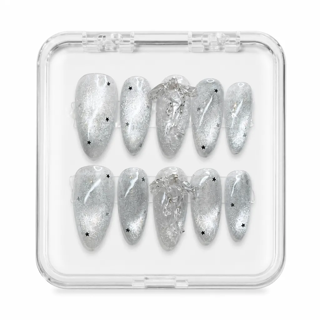 Starlit Silver Glow – Xưởng gia công Nailbox Sỉ thủ công