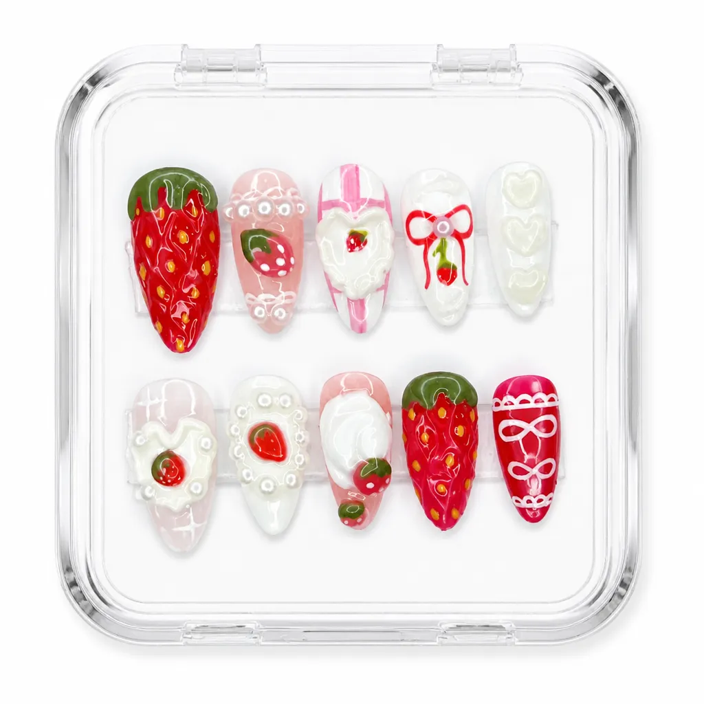 Strawberry Elegance – Xưởng gia công Nailbox Sỉ thủ công