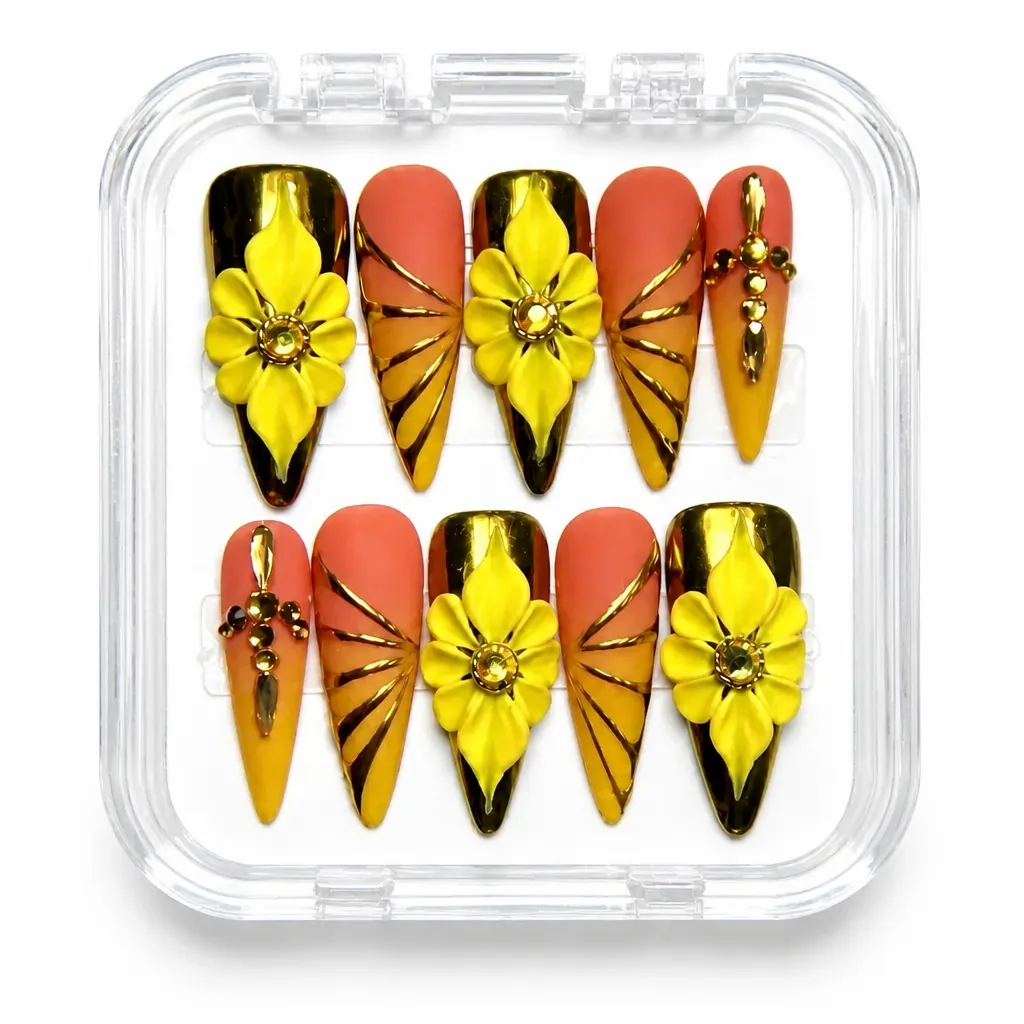 Sunburst Stiletto – Mẫu Nailbox Sỉ Thiết Kế Thủ Công