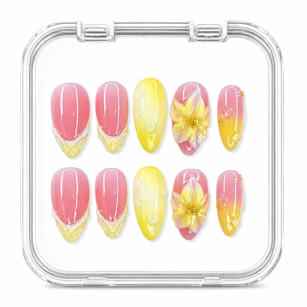 Sunrise Gradient Stiletto – Xưởng gia công Nailbox Sỉ thủ công