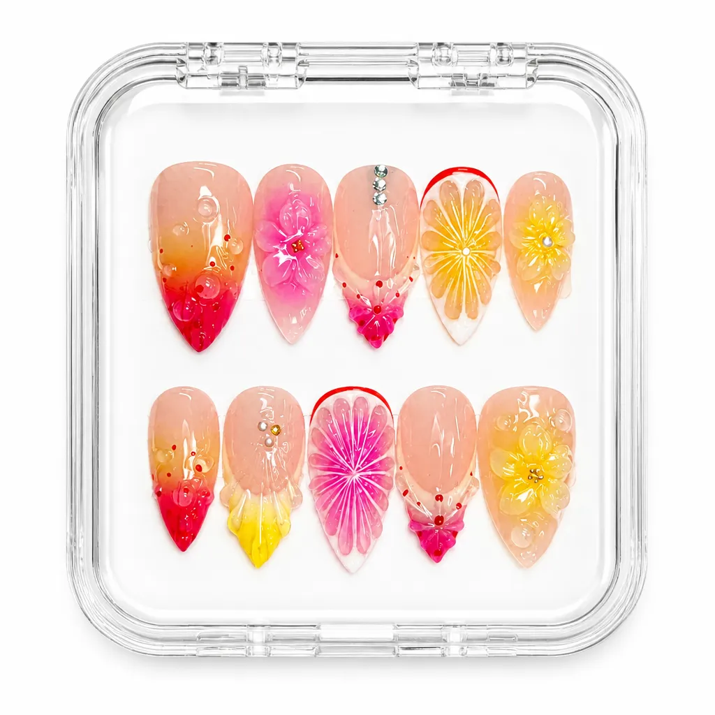 Sunset Bloom Shells – Xưởng gia công Nailbox Sỉ thủ công