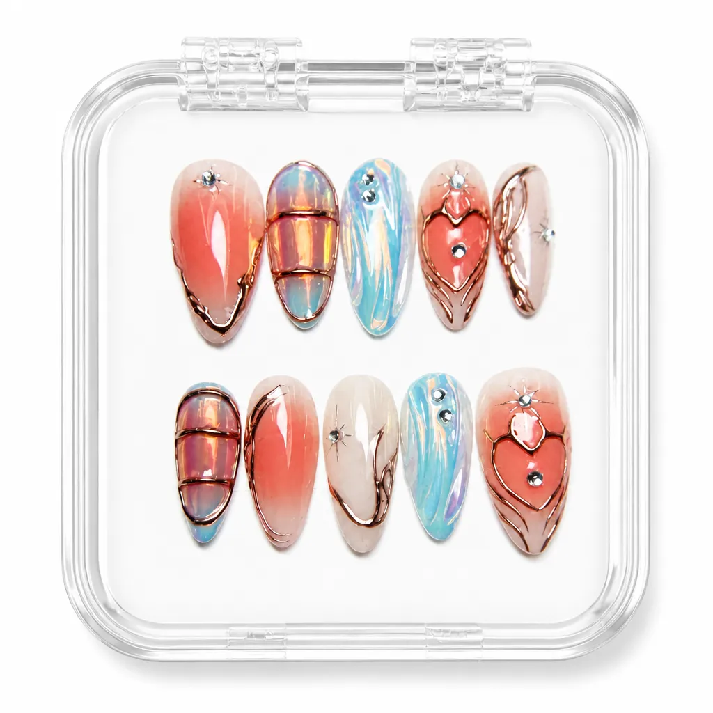 Sunset Gradient Almond – Xưởng gia công Nailbox Sỉ thủ công