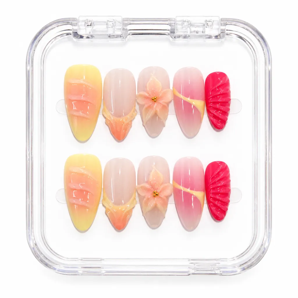 Sunset Gradient Blush – Xưởng gia công Nailbox Sỉ thủ công