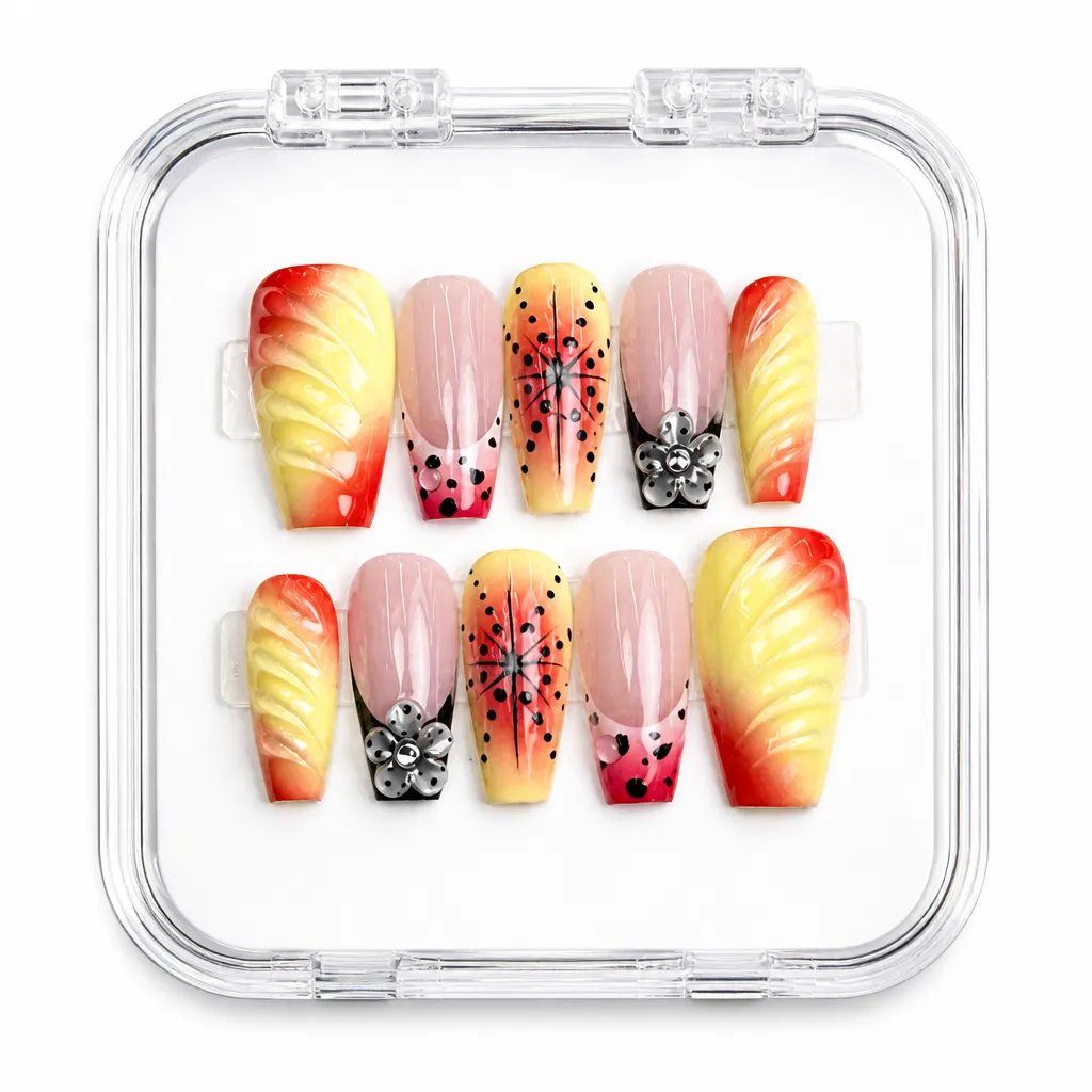 Sunset Gradient Glam – Xưởng gia công Nailbox Sỉ thủ công