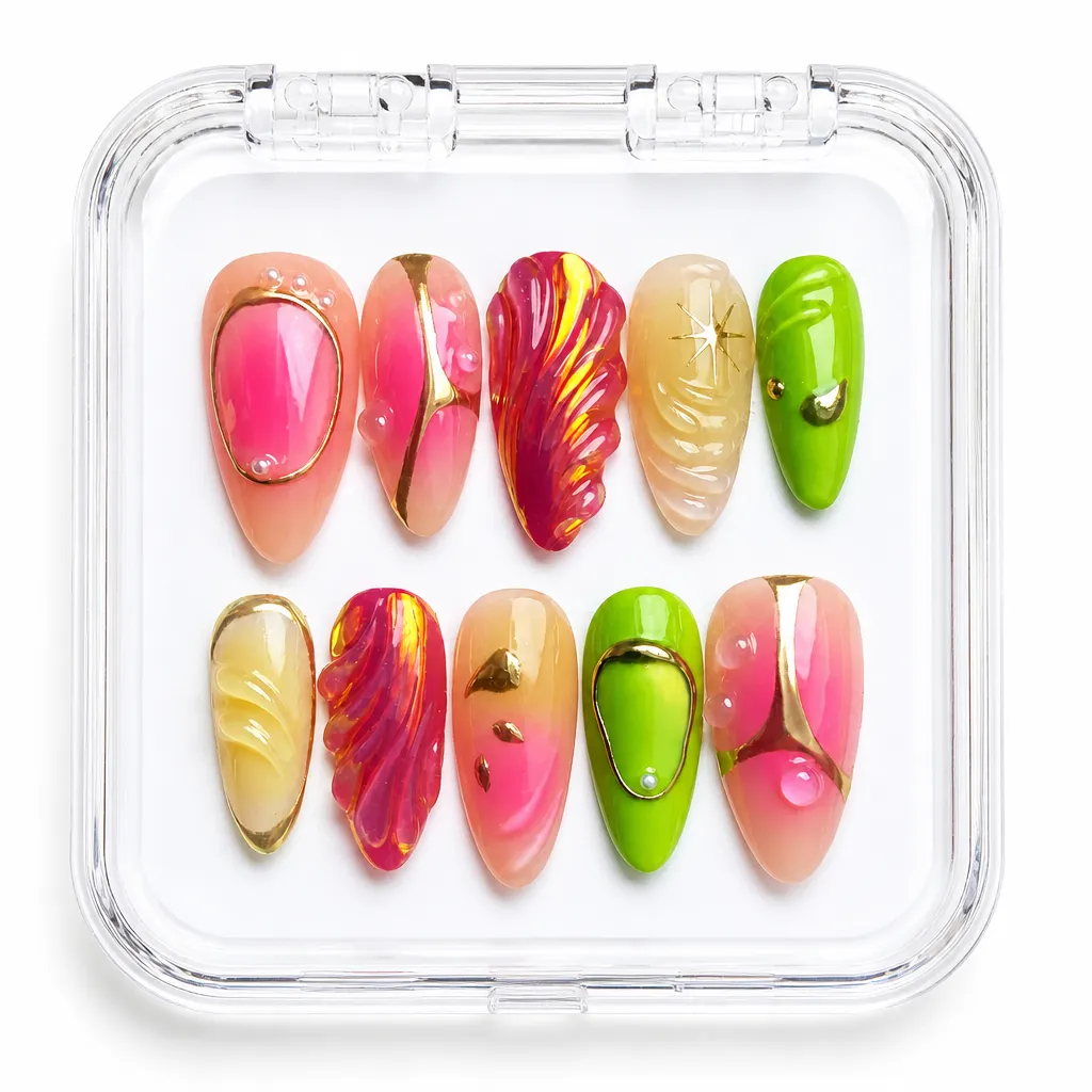 Sunset Gradient Gloss – Mẫu Nailbox Sỉ Thiết Kế Thủ Công