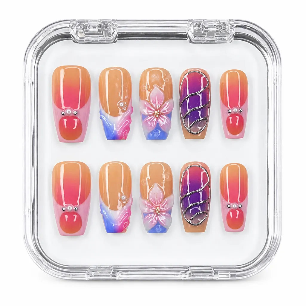 Sunset Ombre Luxe – Xưởng gia công Nailbox Sỉ thủ công