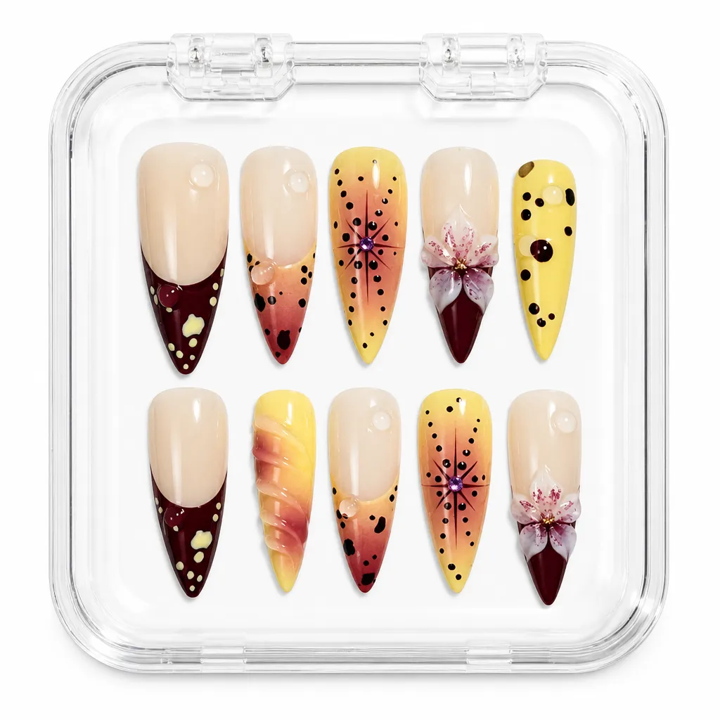 Sunset Orchid Bloom – Xưởng gia công Nailbox Sỉ thủ công