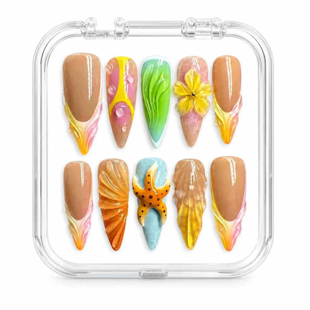 Sunset Starfish Splendor – Xưởng gia công Nailbox Sỉ thủ công